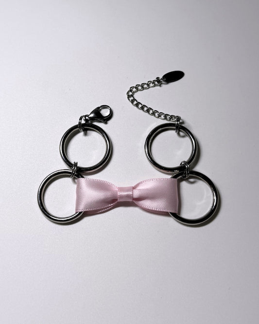 Runaway Pink Bow Bracelet with Stainless Steel O Rings
