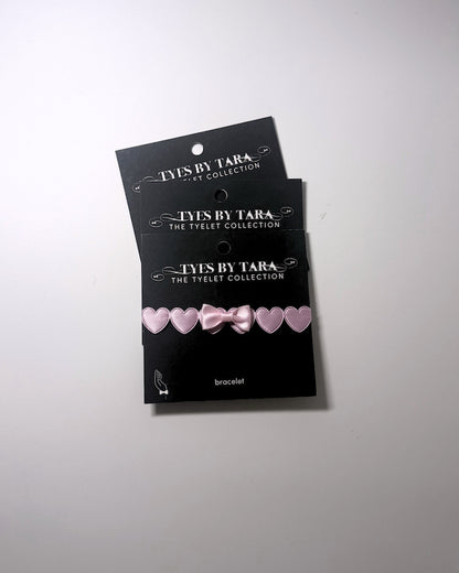 Sweetheart Pink Heart Bow Bracelets 3 Pack