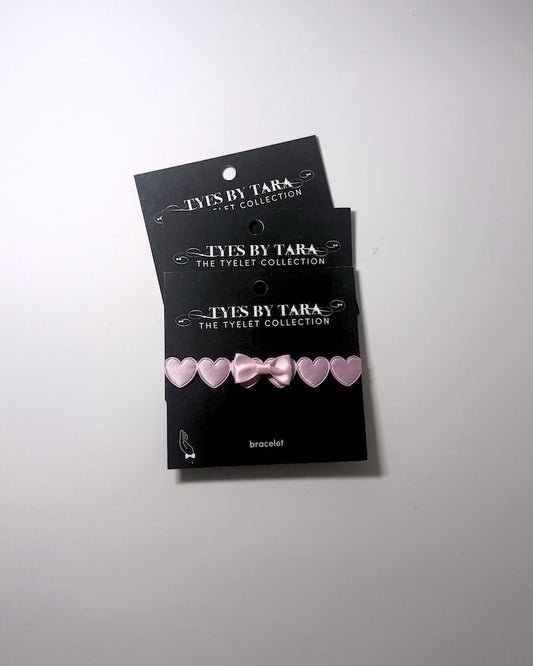 Sweetheart Pink Heart Bow Bracelets 3 Pack