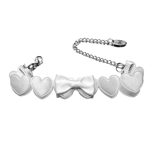 Sweetheart White Heart Bow Bracelet 