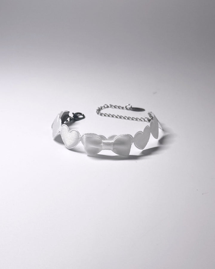 Sweetheart White Heart Bow Bracelet 