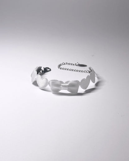 Sweetheart White Heart Bow Bracelet 