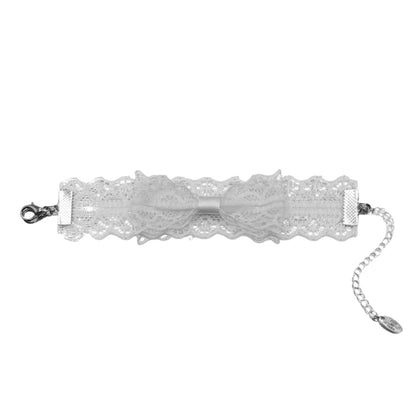 Siren White Bow Lace Bracelet Flatlay