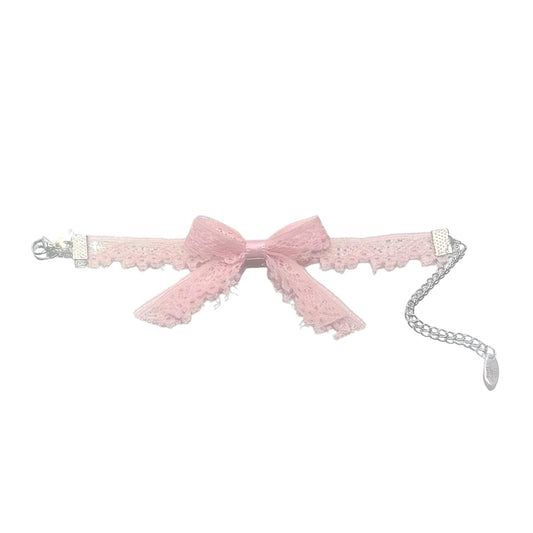 Tease Pink Lace Bow Bracelet flatlay