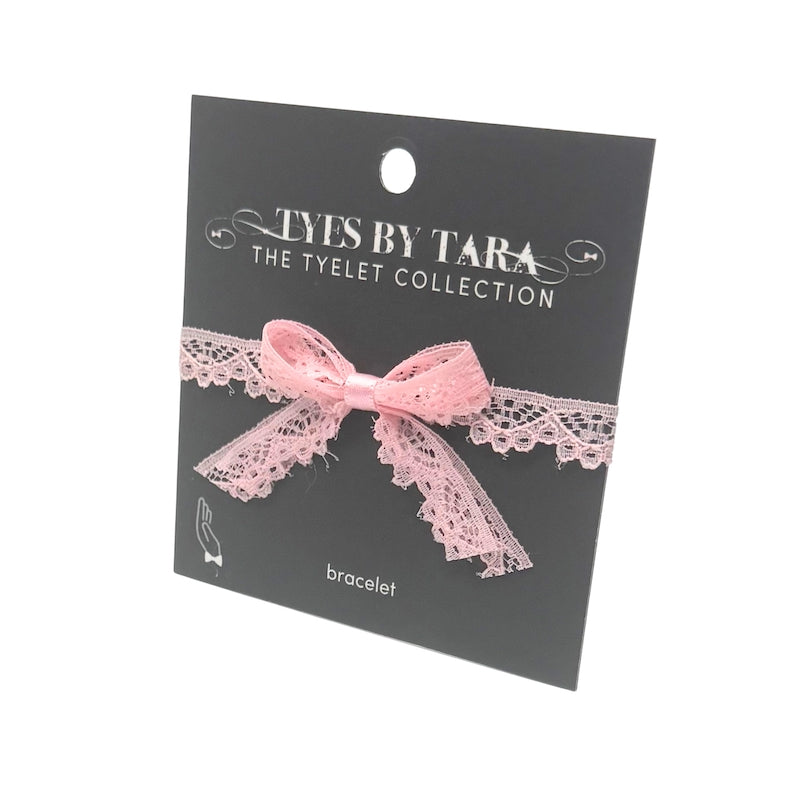 Tease Pink Lace Bow Bracelet on Black Card