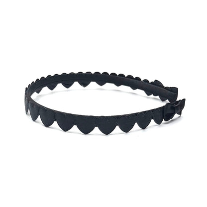 Black Heart Headband with Bow Details on white background Side View