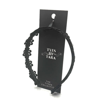 Blossom Black Flower Headband on Black Card