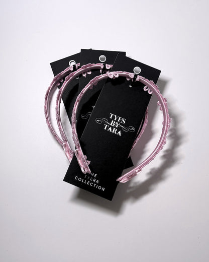 Blossom Pink Flower Headband shown as a three pack on light gray background