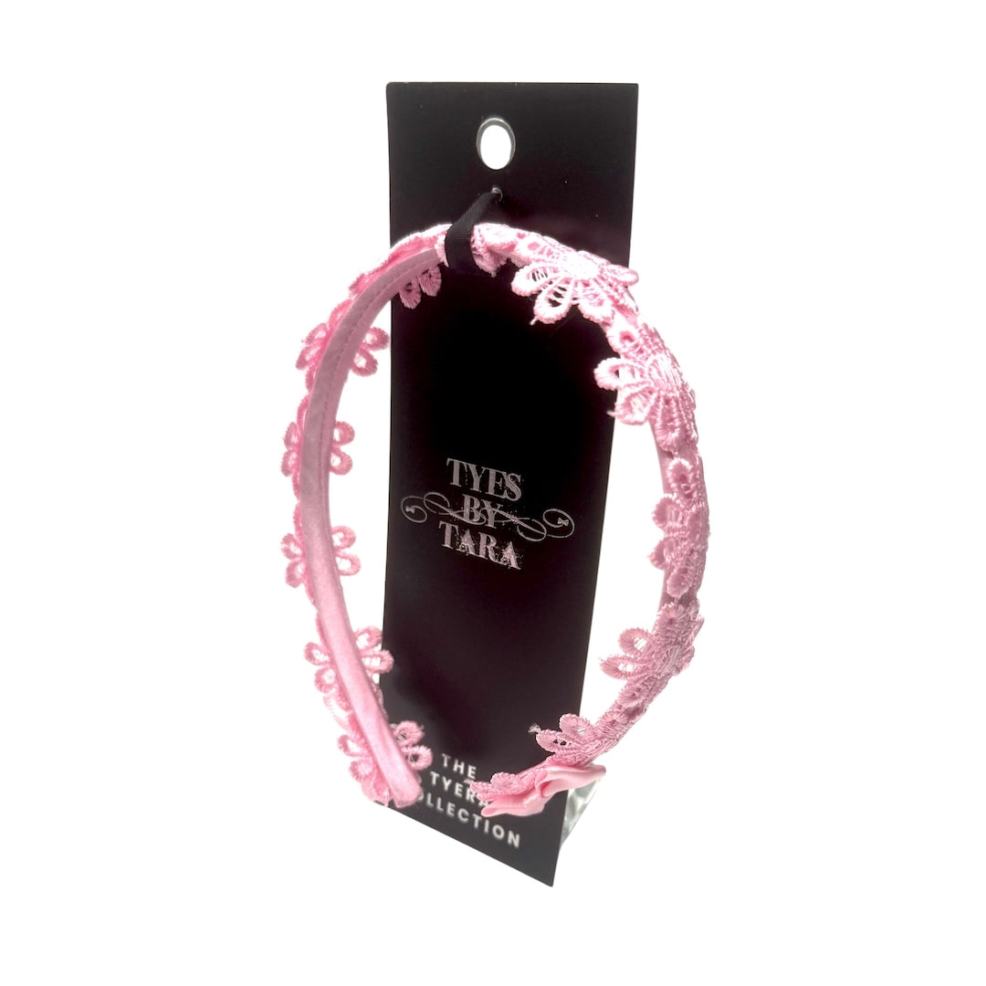 Blossom Pink Flower Headband on Black Card