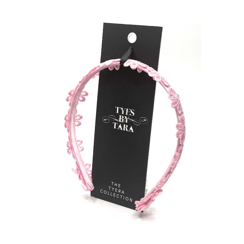 Blossom Pink Bow Headband on Black Card