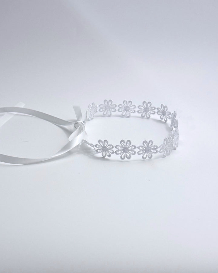 Blossom White Flower Headband Hair Accessory Side View