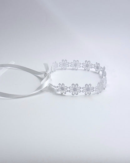 Blossom White Flower Headband Hair Accessory Side View