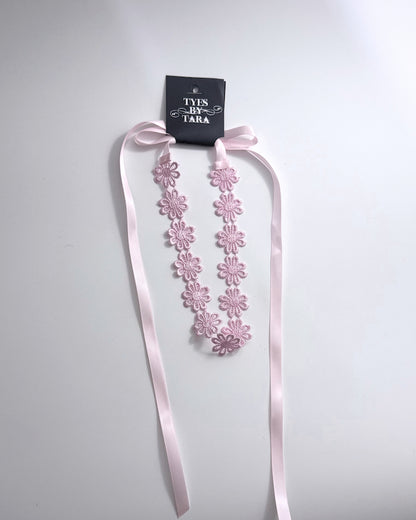Pink Flower Headband with Satin Ties Packaging View