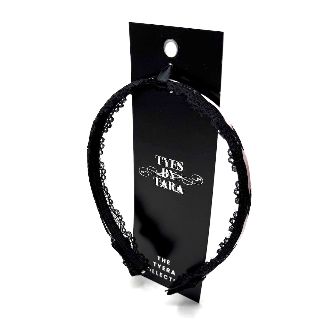 Chantilly Black Lace Headband on Black Card