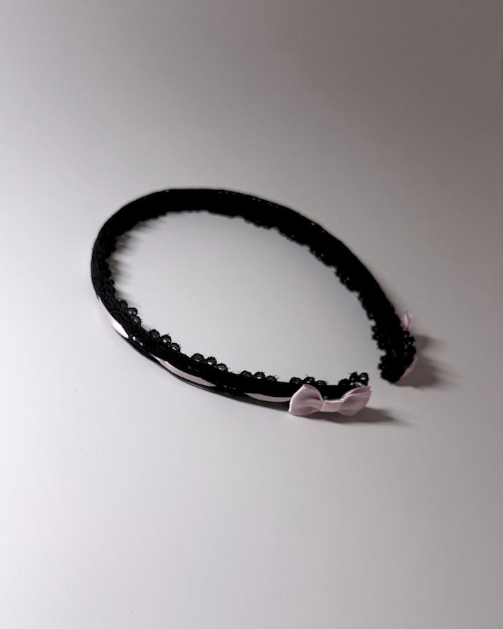 Chantilly Black Lace bow headband
