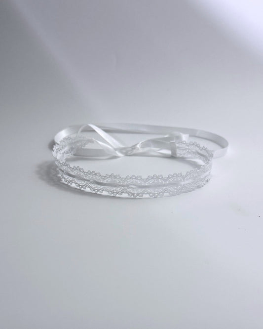 Chantilly White Lace Bow Headband