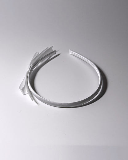 Enchantress White Satin Bow Headband on top view