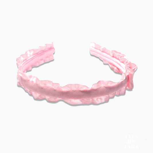 Pink Ruffled Headband Top View 