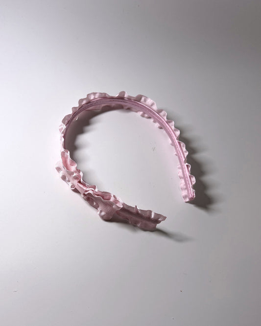 Maiden Ruffled Pink Bow Headband