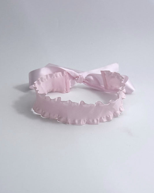 Pink Ruffled Headband with satin ties