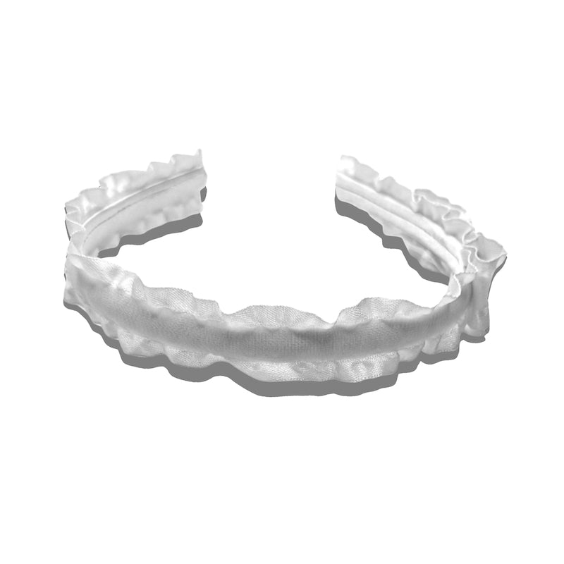 White Ruffled Headband Top View