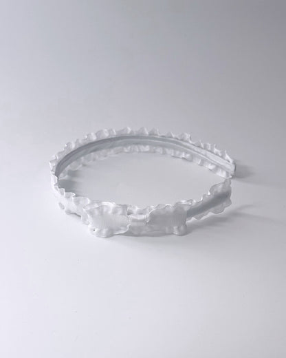 maiden white ruffled bow headband side view