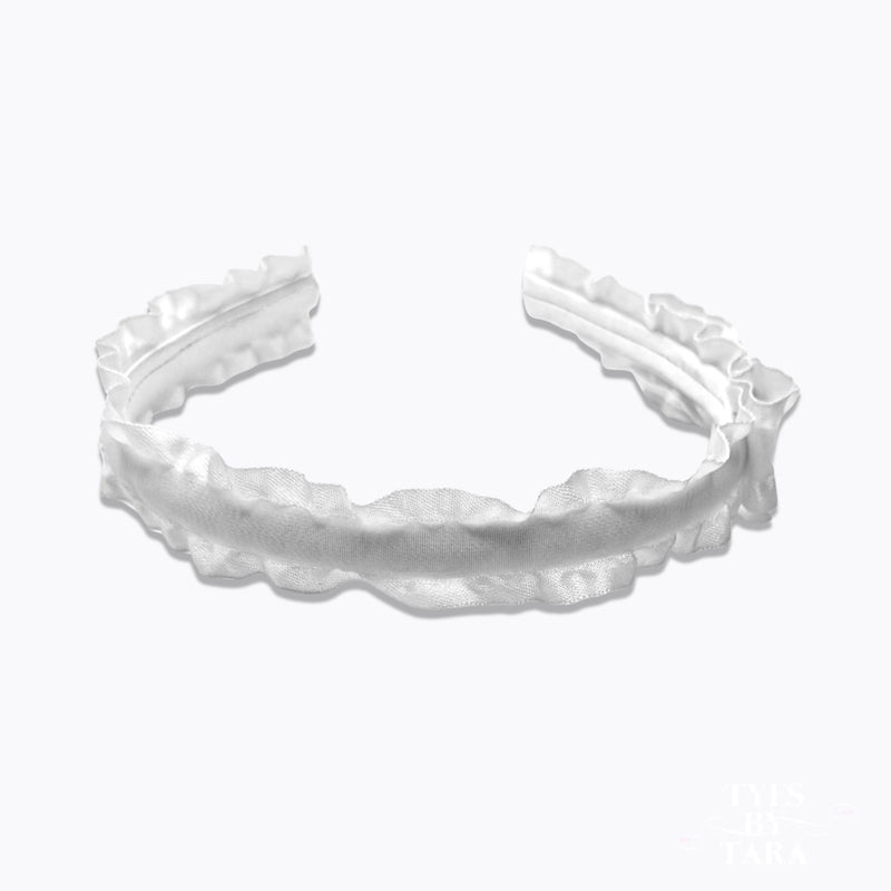 Maiden White Ruffled Headband Top View