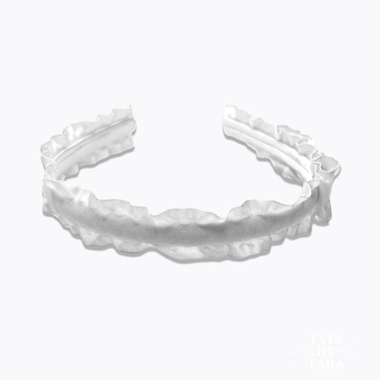 Maiden White Ruffled Headband Top View