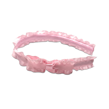 Pink Ruffled Headband with Bow Detail Side View