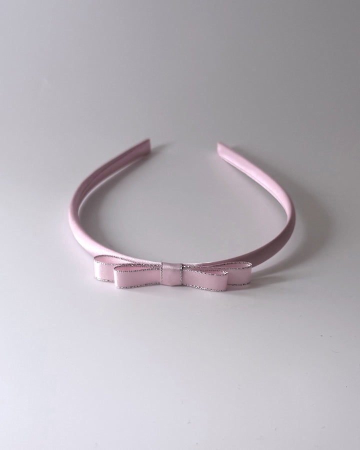 Top View Queen Pink Satin Hair Bow Band