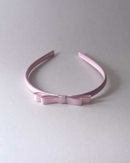 Top View Queen Pink Satin Hair Bow Band