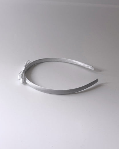 Queen Satin White Hair Bow Band Side View