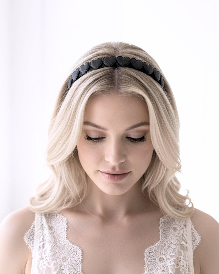 Sweetheart Black Heart Bow Headband