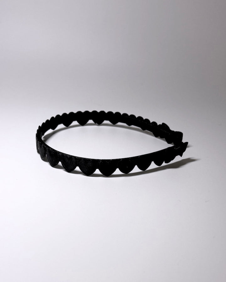Sweetheart Black Heart Headband with Bows Side View