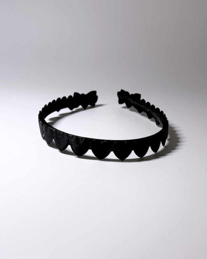 Sweetheart Black Heart Headband with Bows Top View