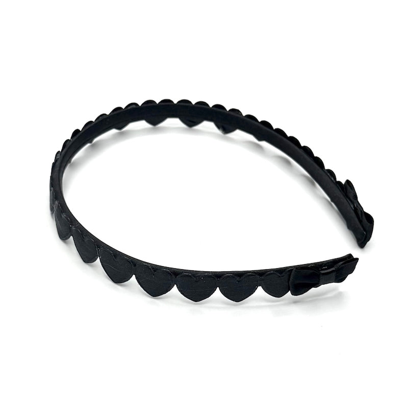 Black Heart Headband with Bow Details on white background