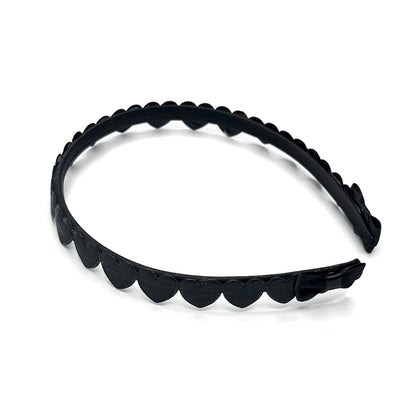 Black Heart Headband with Bow Details on white background