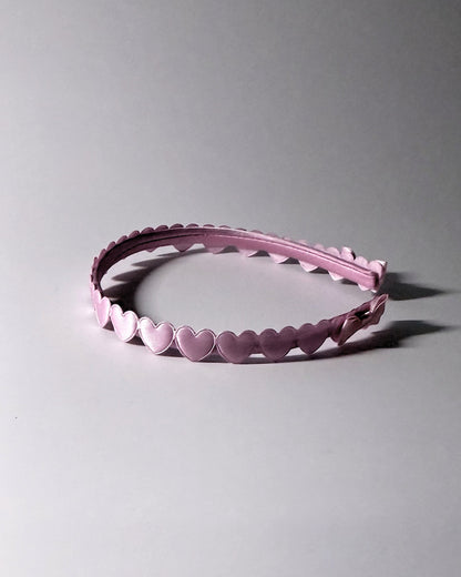 Side View of Pink Heart Bow Headband 