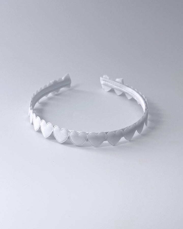 Top View White Heart Bow Headband