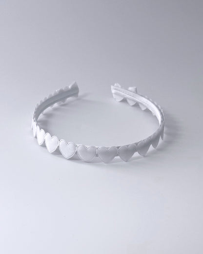 Top View White Heart Bow Headband