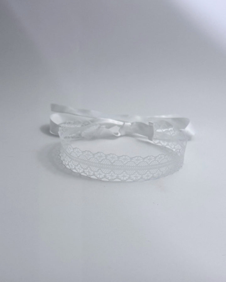 White Lace Bow Headband