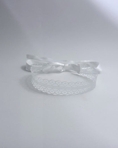 White Lace Bow Headband
