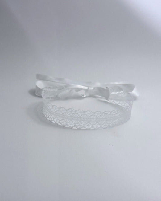 White Lace Bow Headband