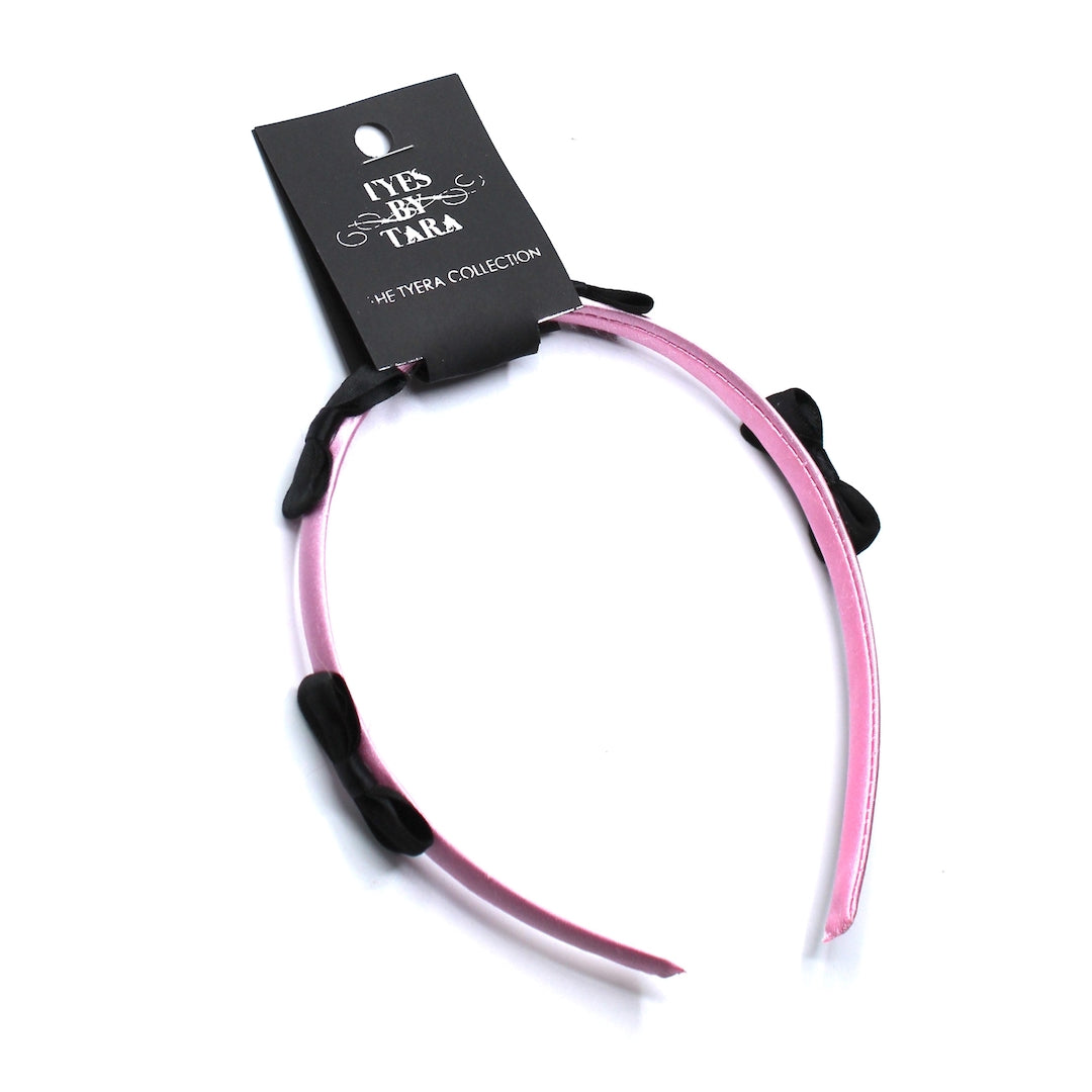 Black Bow Pink Headband with Hangtag