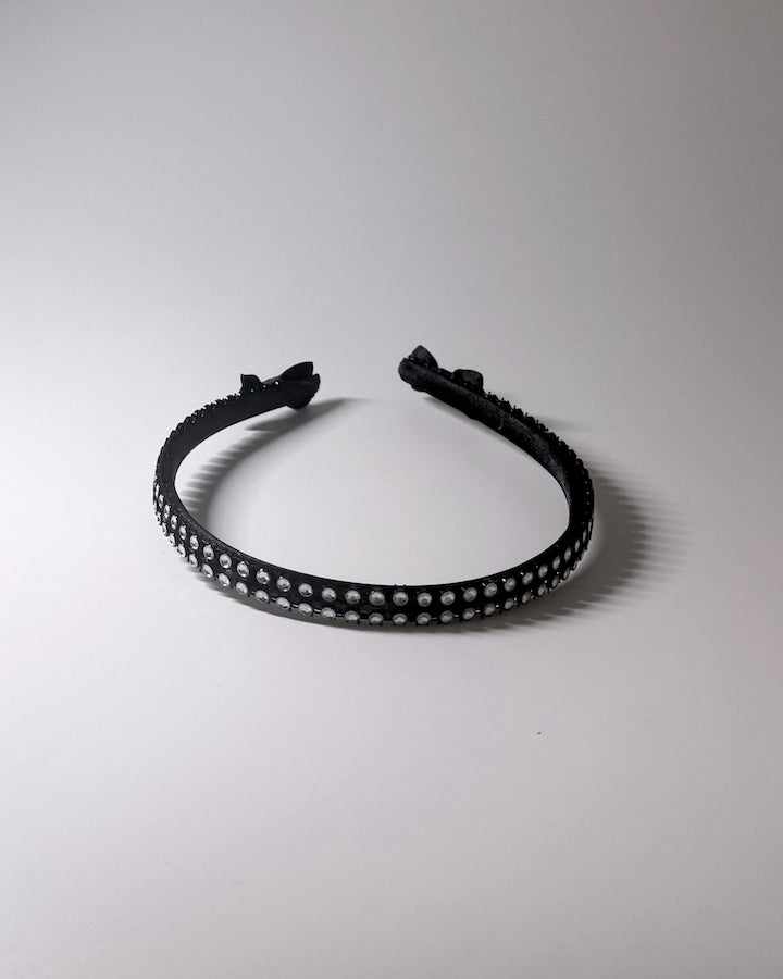 Top View of the Black Sparkly Bow Headband