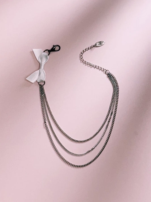 Vice White Bow Silver Chain Anklet