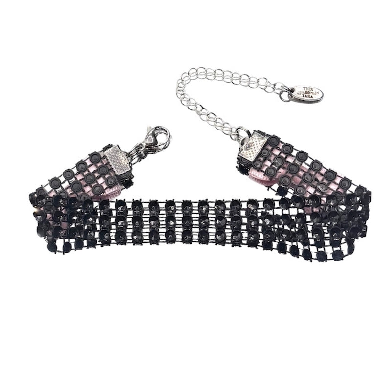 Vixen Black Sparkly Bow Anklet