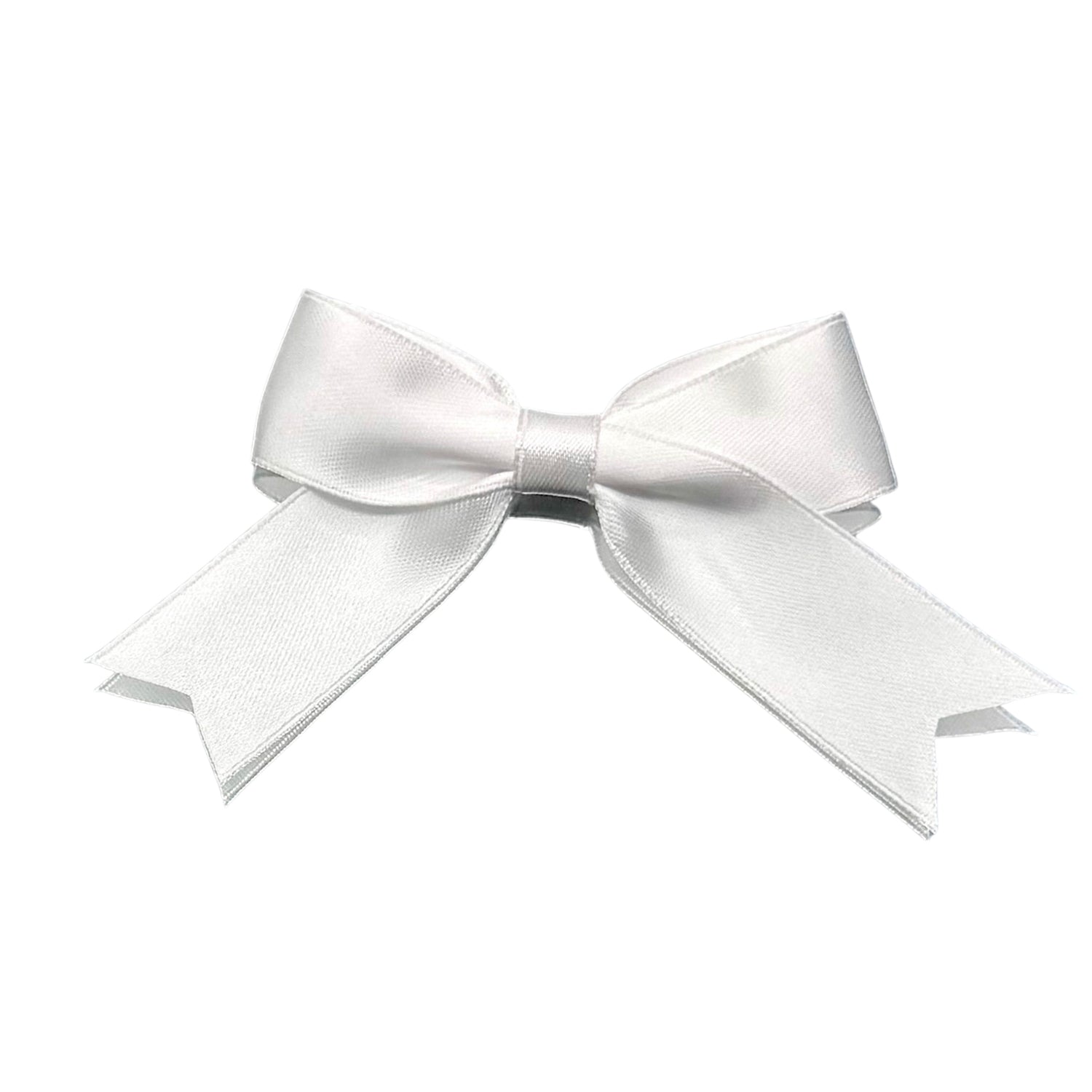 White Satin Hair Bow on White Background