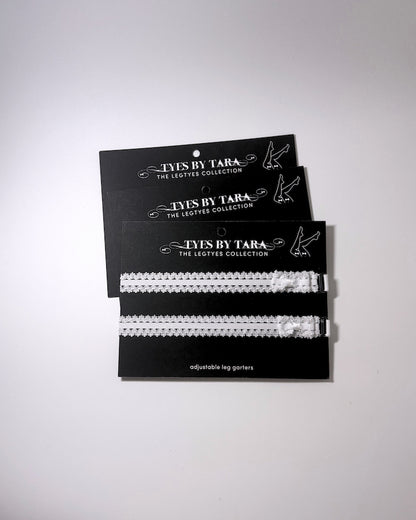 Lady White Leg Garters on Black Cards 3 pack