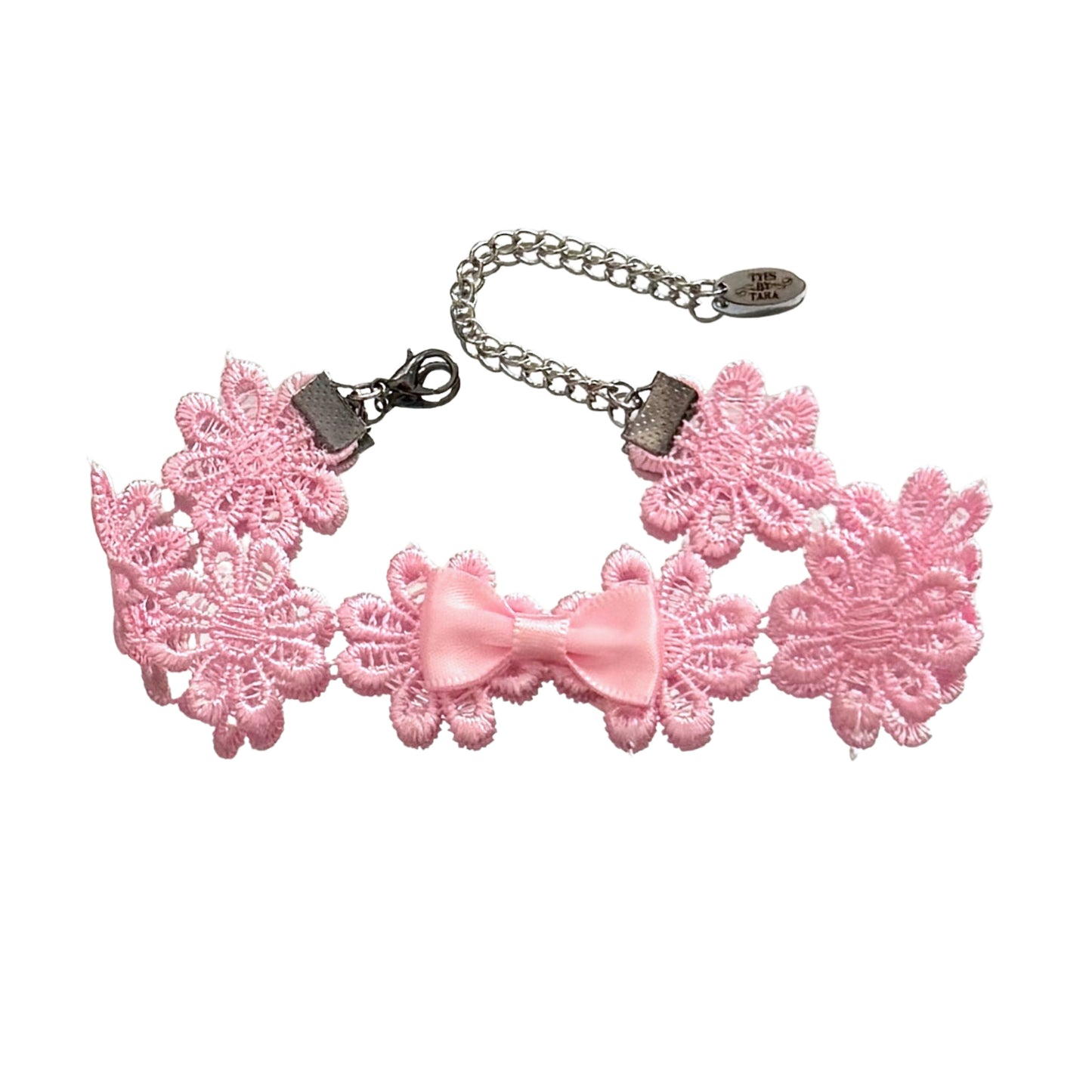 blossom pink flower anklet on white background